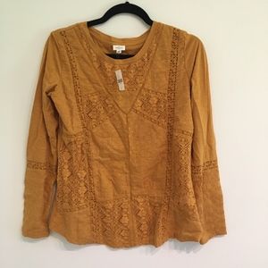 Anthropologie Crochet Long Sleeve Light Top